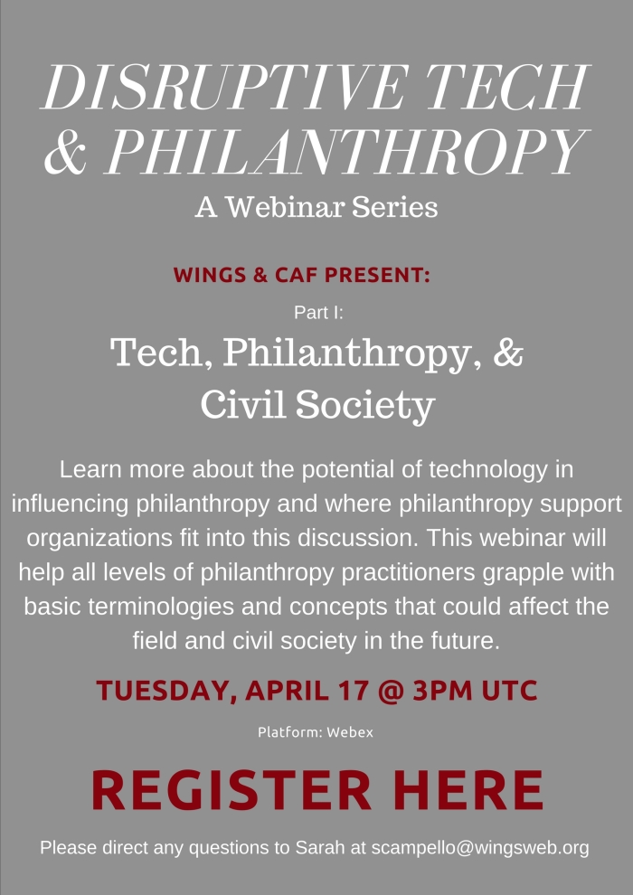 Disruptive Tech and Philanthropy Webinar Series